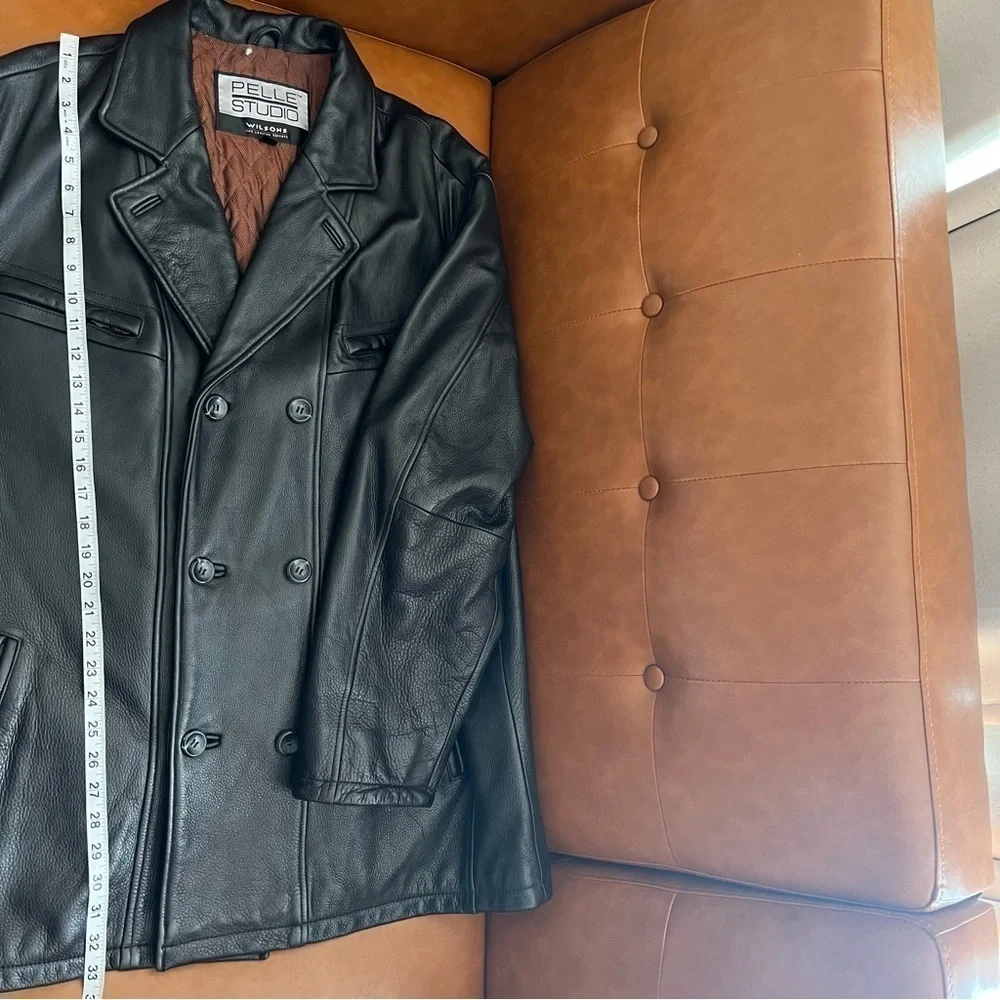 Pelle Studio Wilson’s Men’s Double Breasted Genuine Leather Black L Coat Jacket